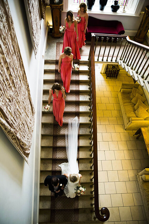 bernard carolan castle durrow wedding photographer staircase dress